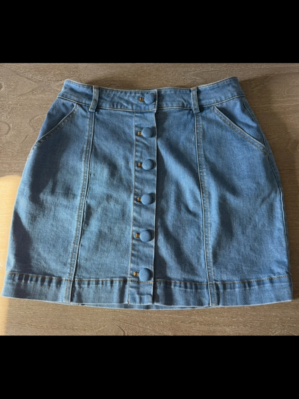 Revolve Lovers + Friends Blue Button-Front Denim Mini Skirt